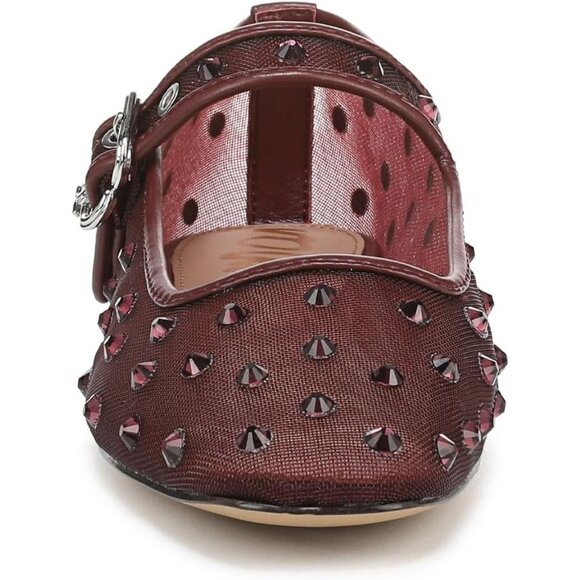 Sam Edelman Women French Merlot Polyester Michaela Buckle Ankle Strap Flat Shoes - Picture 2 of 6